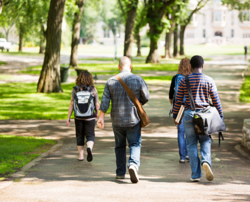 students walking